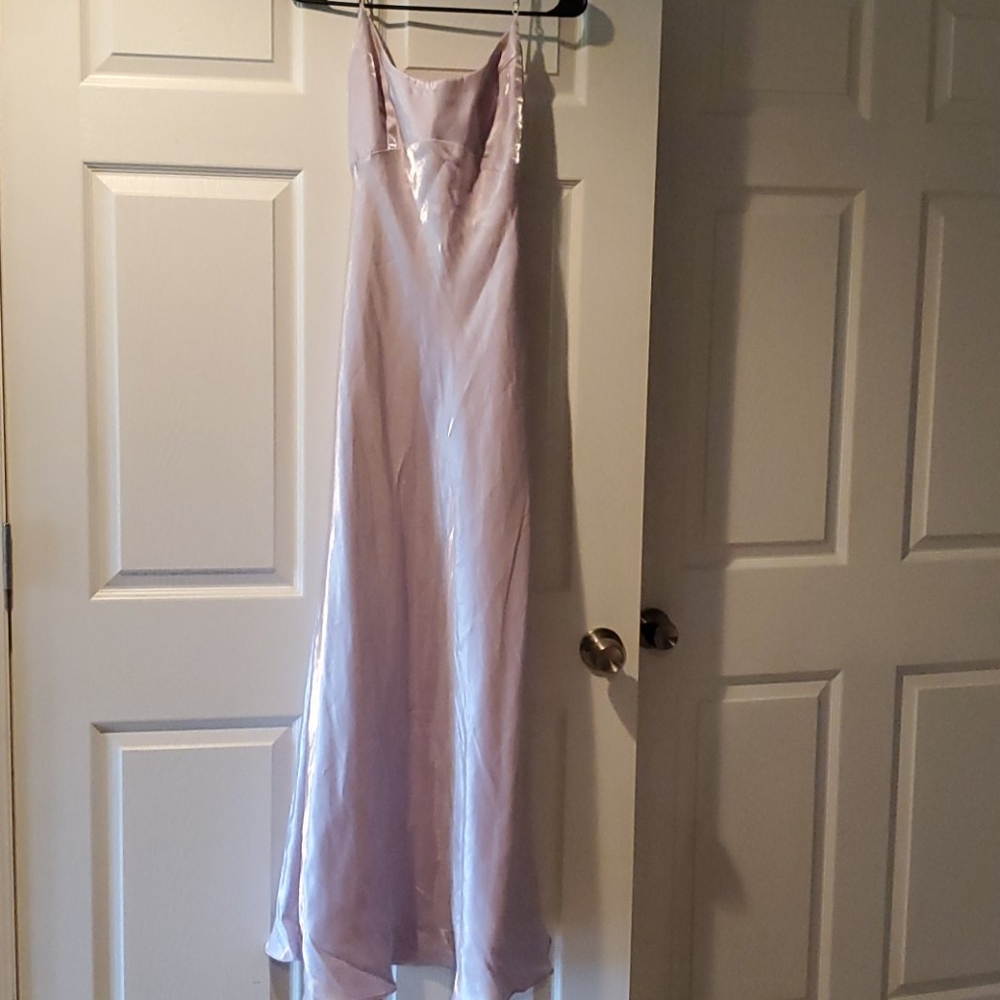 Purple/pink metallic full length dress